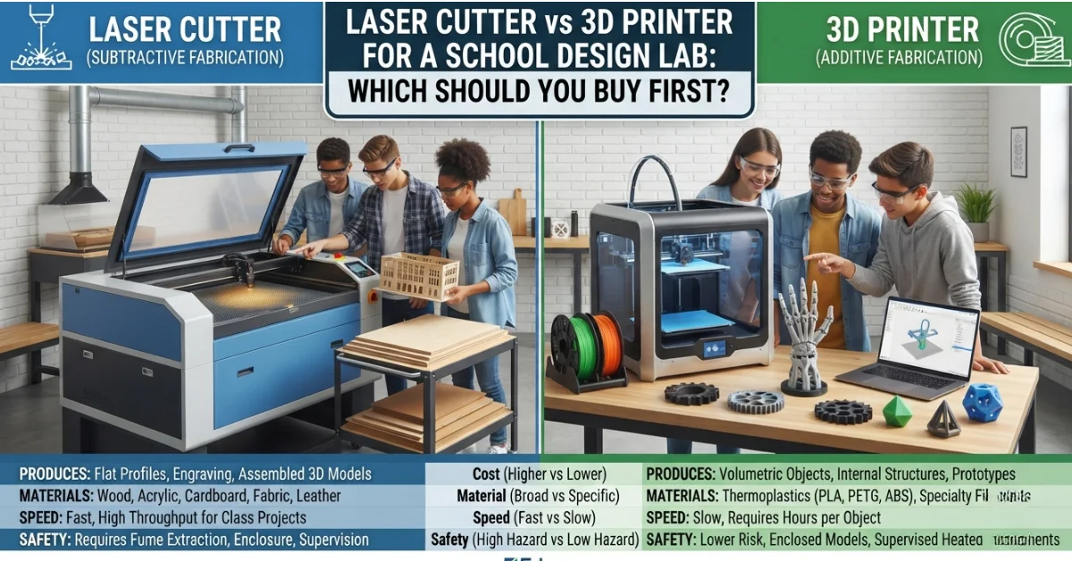 Laser Cutter vs 3D Printer for a School Design Lab: Which Should You Buy First?